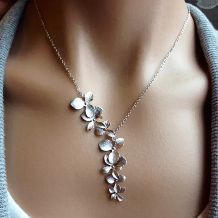 Vintage Silber Blume Halskette