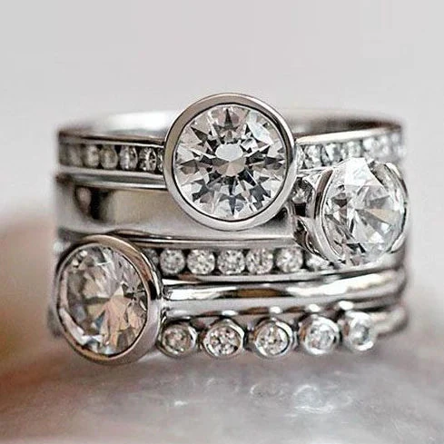 Vintage Silber & Kristall geschichteten Ring