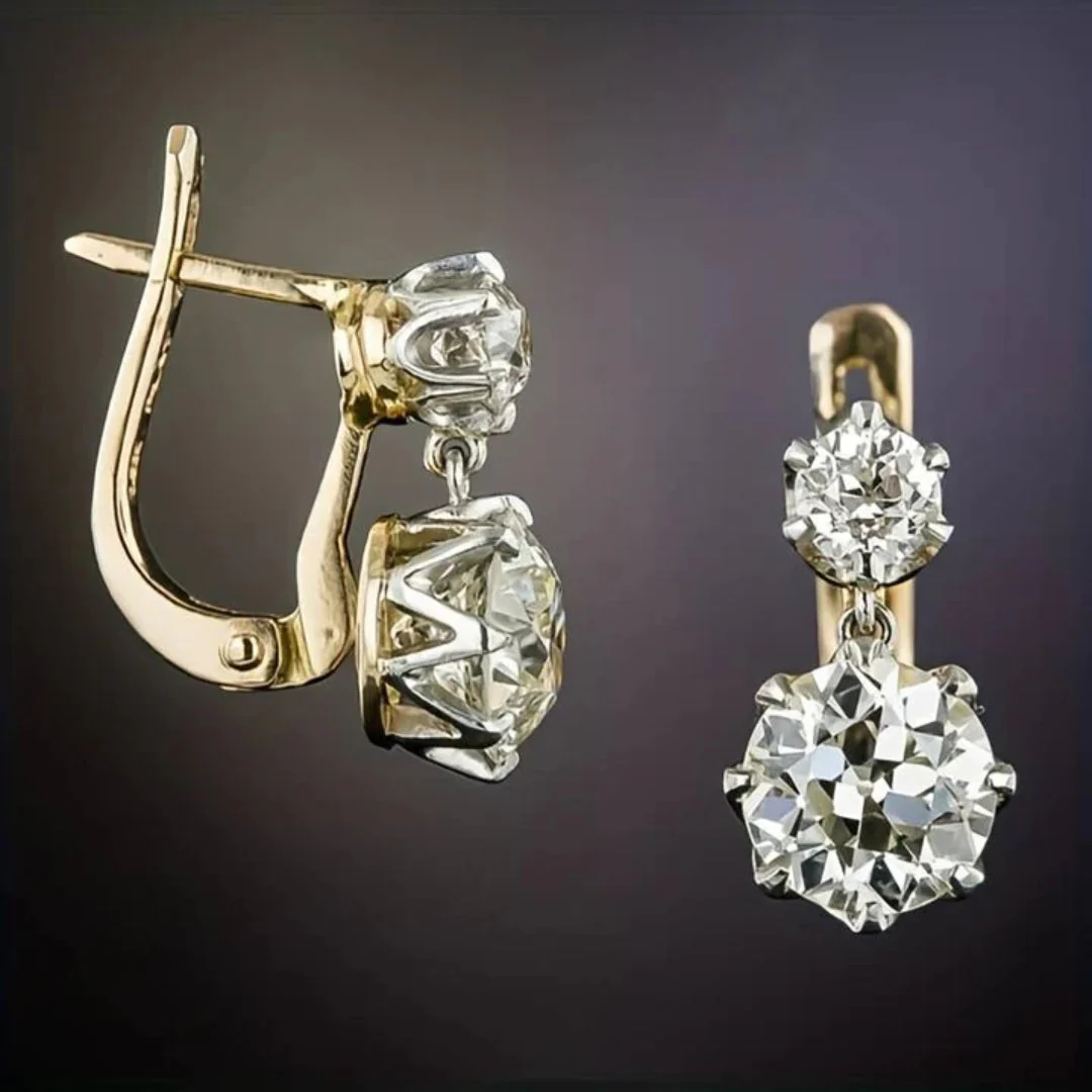 Vintage Zirkonia-Ohrringe in Gold