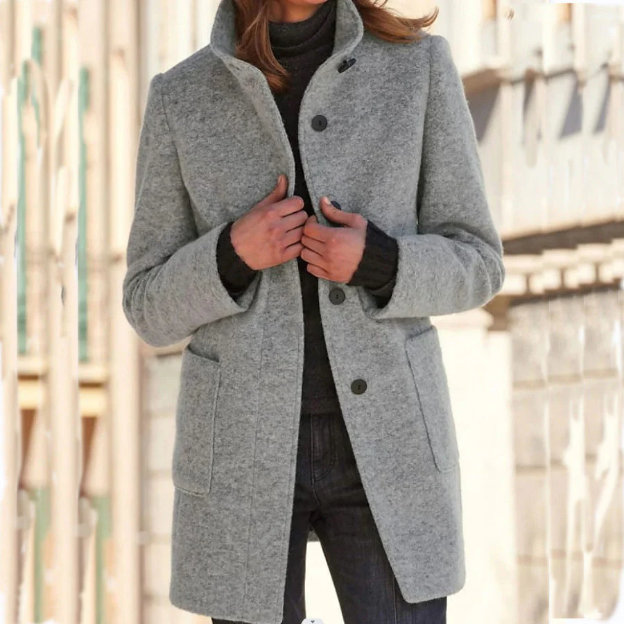 Vintora™ – Retro Damen-Windjacke mit Knöpfen und Stehkragen