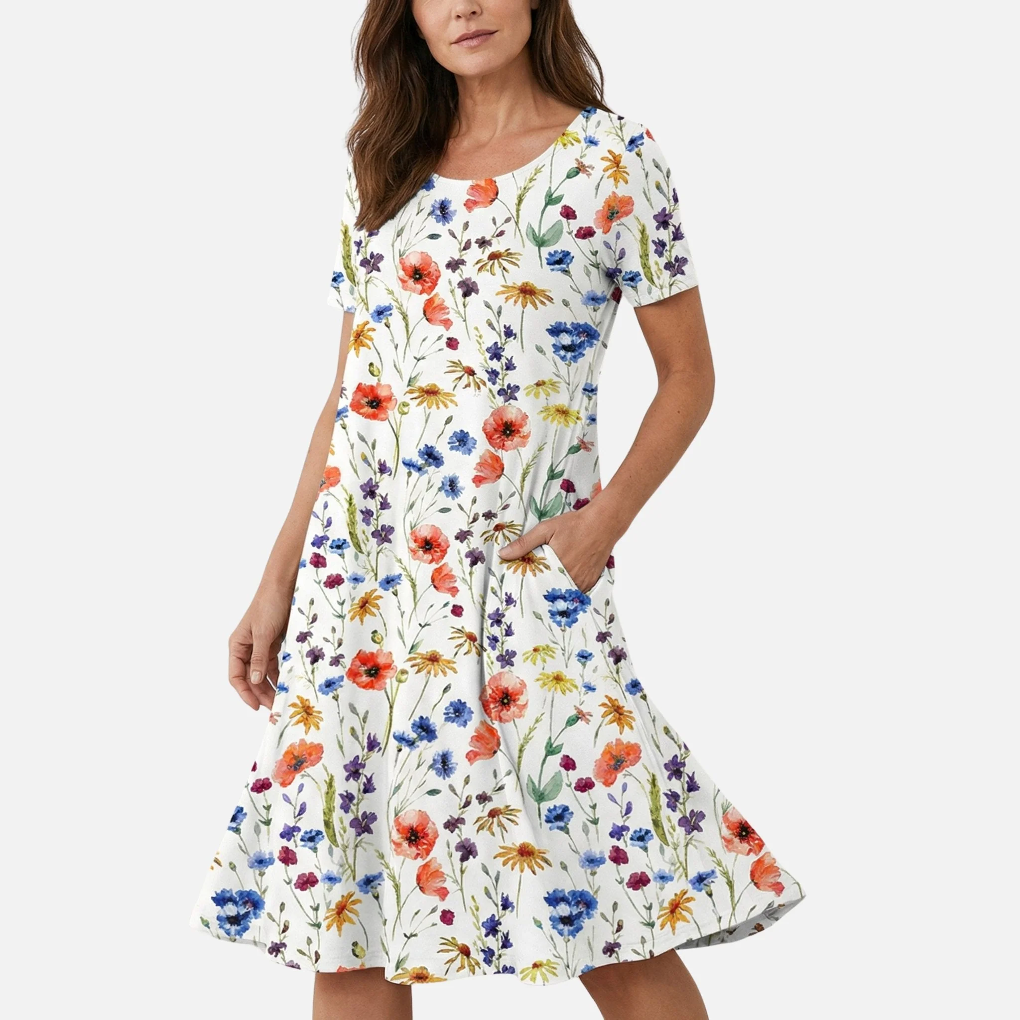 Käthe | Damen Viskose Midikleid Bindegürtel – Viskose Midi Tailliert Gürtel - Image 2