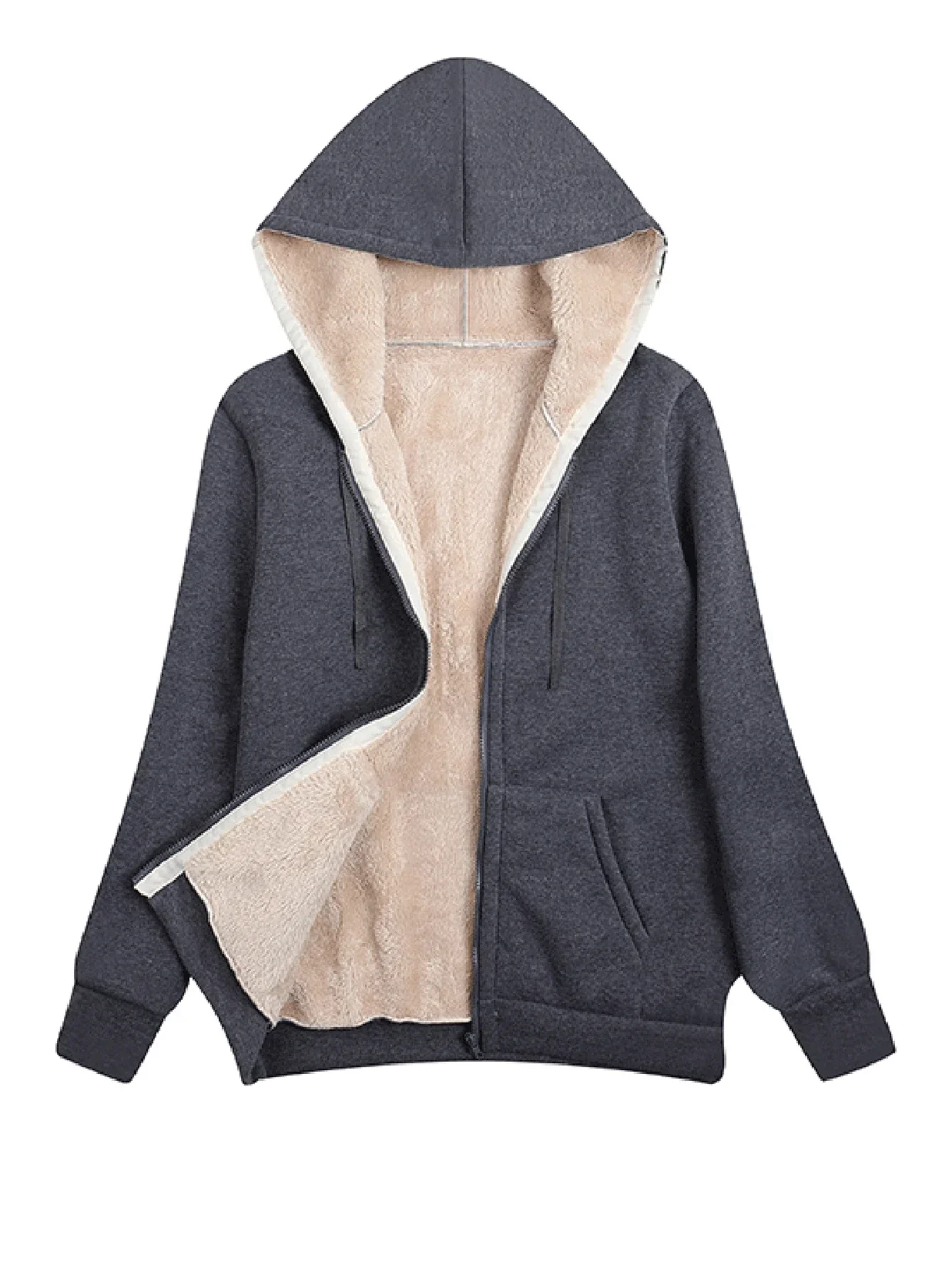 Warme Fleece Jacke mit Kapuze für Damen | Langarm
