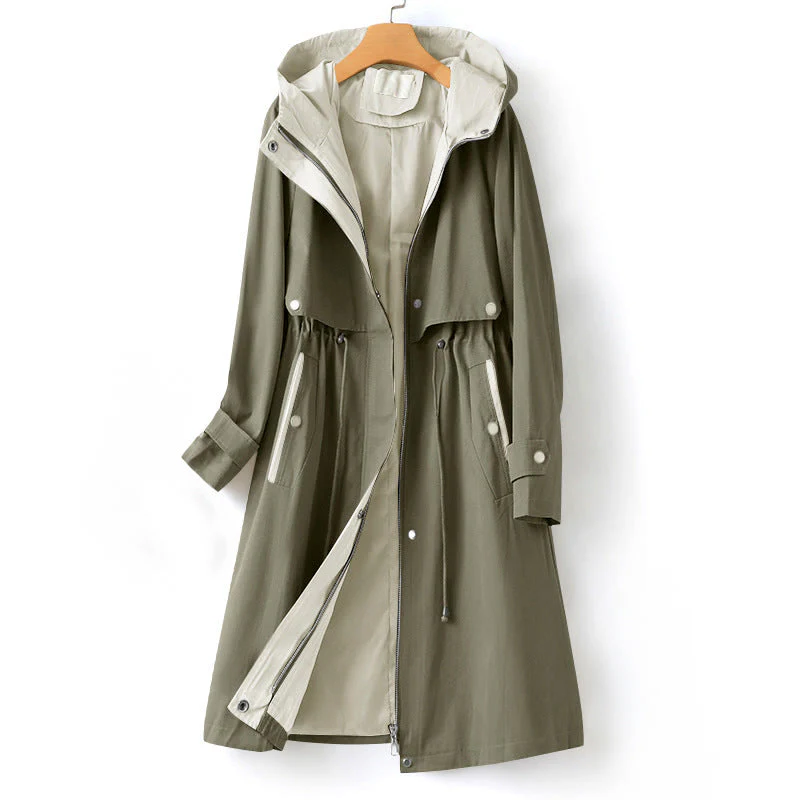 Wasserdichter Trenchcoat mit Kapuze für Damen | Langarm - Image 3