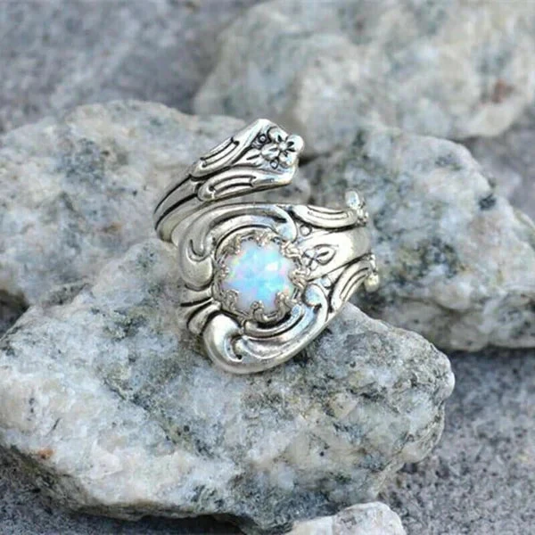 Weißer Opal Löffel Verstellbarer Ring - Image 3