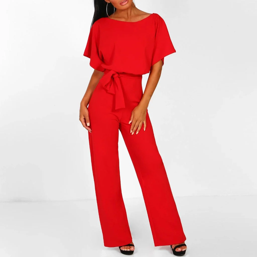 Quirina | Damen Wide Leg Jumpsuit Gürtel Kurzarm – Overall Weites Bein 2026 - Image 7