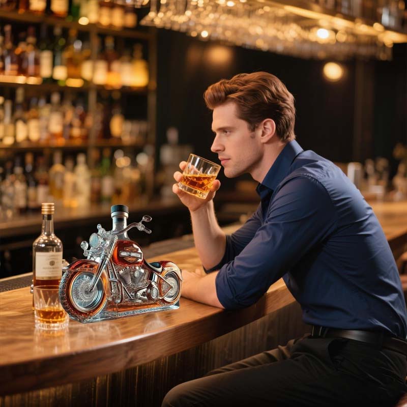 Whiskykaraffe in Form eines Harley-Davidson-Motorrads für die Hausbar - Image 3
