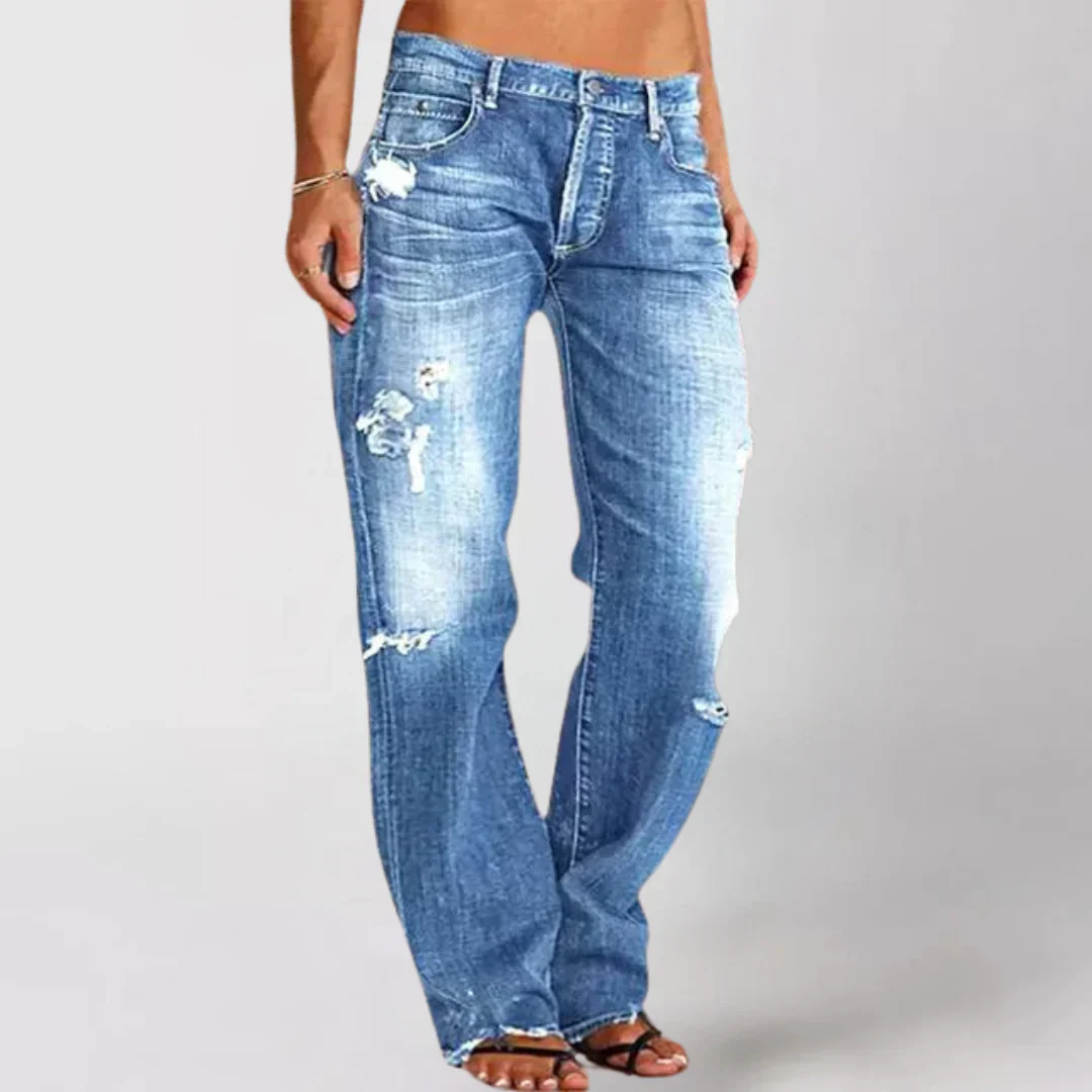 WIBKE - WEITE JEANS MIT USED-EFFEKT - Image 2