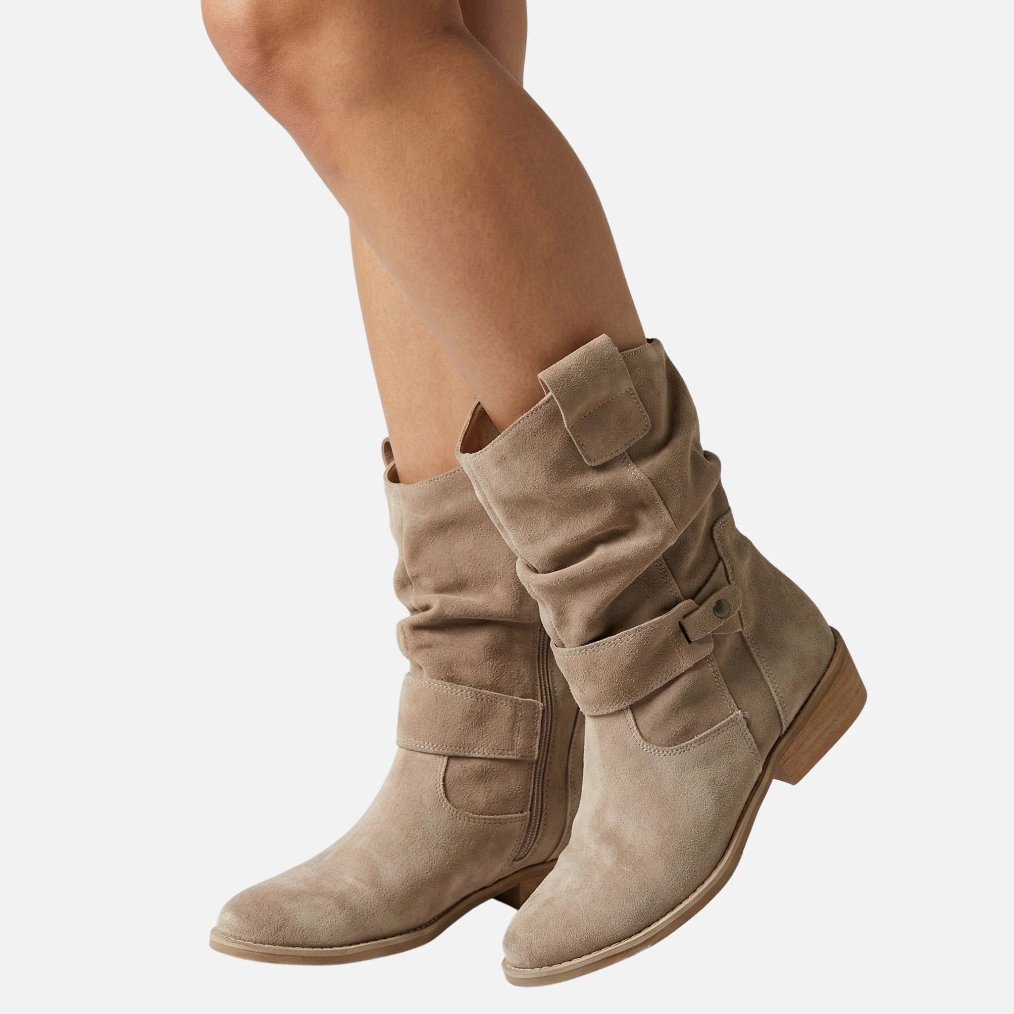 Britta | Damen Wildleder Stiefeletten Lockerer Schaft Riemen – Stiefeletten Wildleder - Image 2
