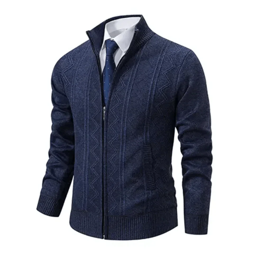 Wilford Slim-Fit Strickjacke mit Hohem Halsausschnitt