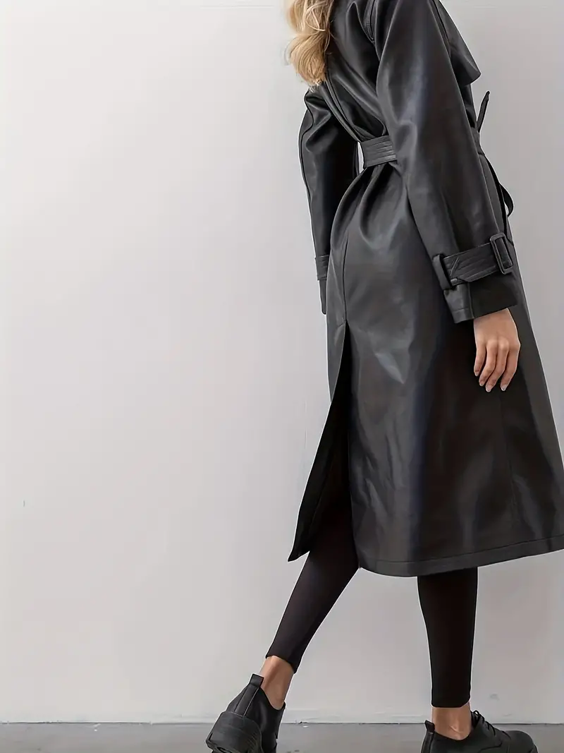 Winona - trenchcoat lederjacke mit gürtel - Image 3