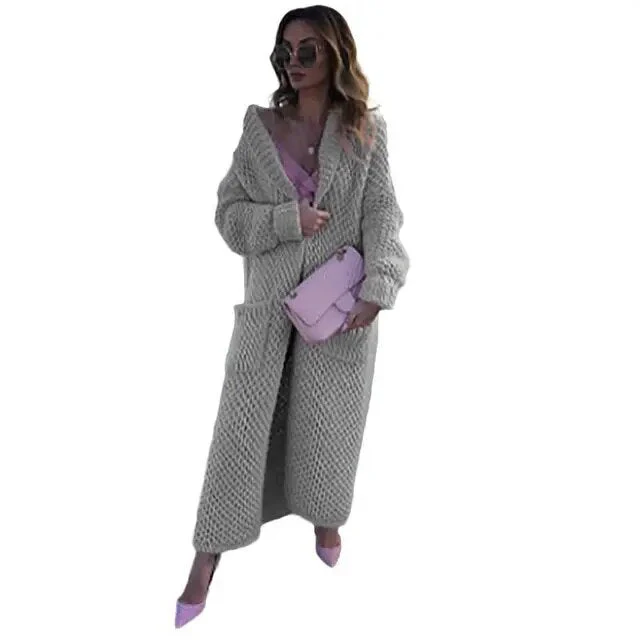 Winter Revers gestrickt Strickjacke lange Mäntel für Frauen - Image 11