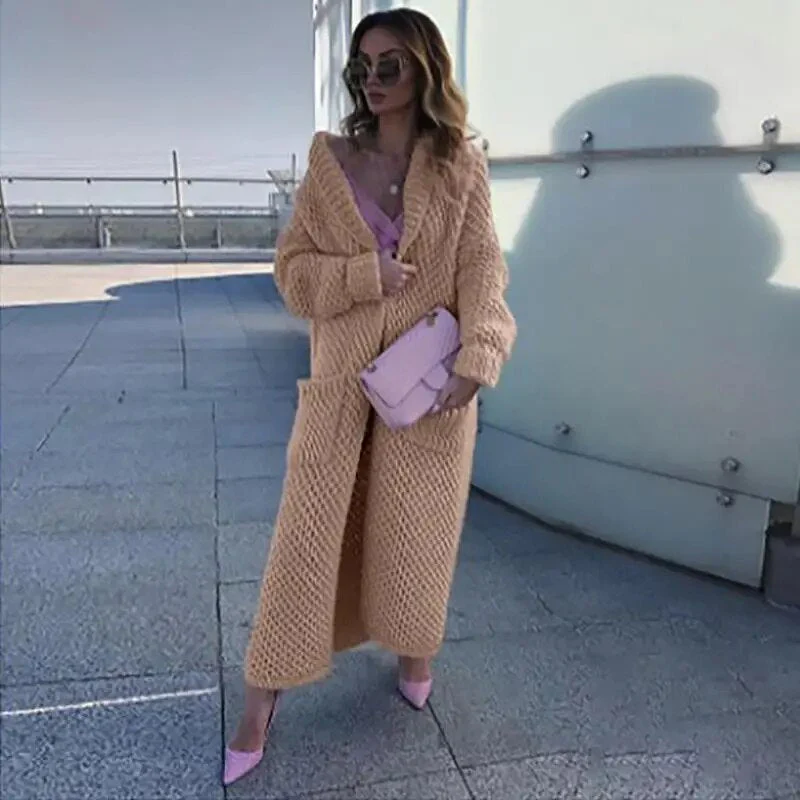 Winter Revers gestrickt Strickjacke lange Mäntel für Frauen - Image 3