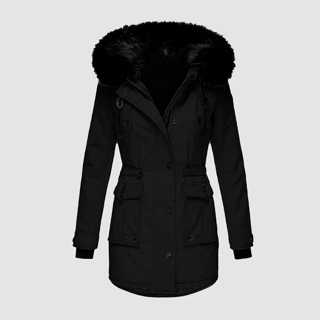 Winterjacke Damen Gefüttert Mit Kapuze | Reißverschluss Jacke Mit Taschen - Image 2
