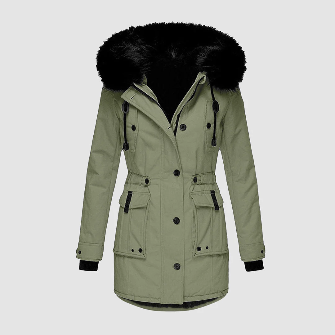 Winterjacke Damen Gefüttert Mit Kapuze | Reißverschluss Jacke Mit Taschen - Image 3