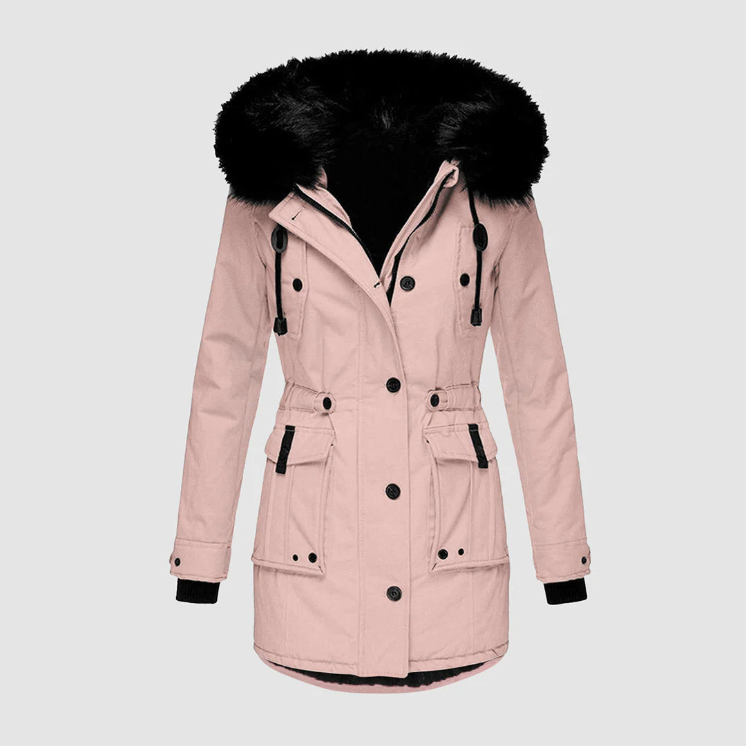 Winterjacke Damen Gefüttert Mit Kapuze | Reißverschluss Jacke Mit Taschen - Image 4