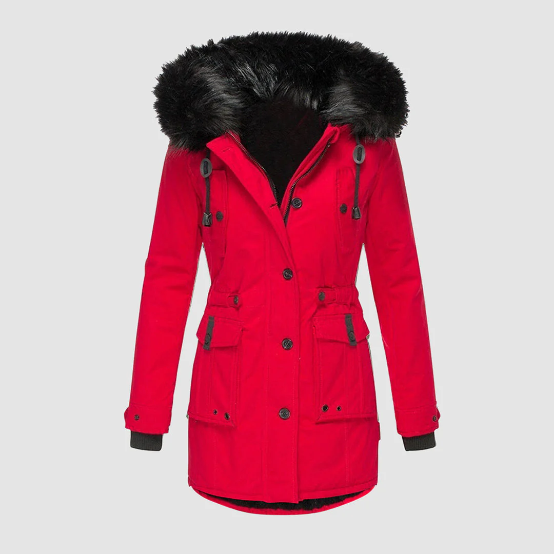 Winterjacke Damen Gefüttert Mit Kapuze | Reißverschluss Jacke Mit Taschen - Image 5