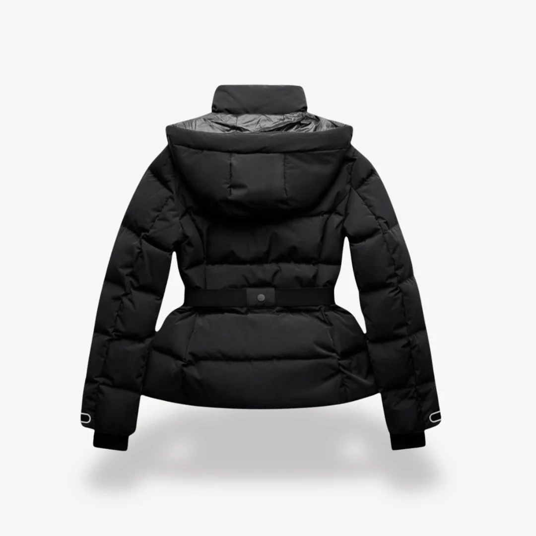 Winterjacke Damen Kurz | Steppjacke mit Gürtel und Hohem Kragen
