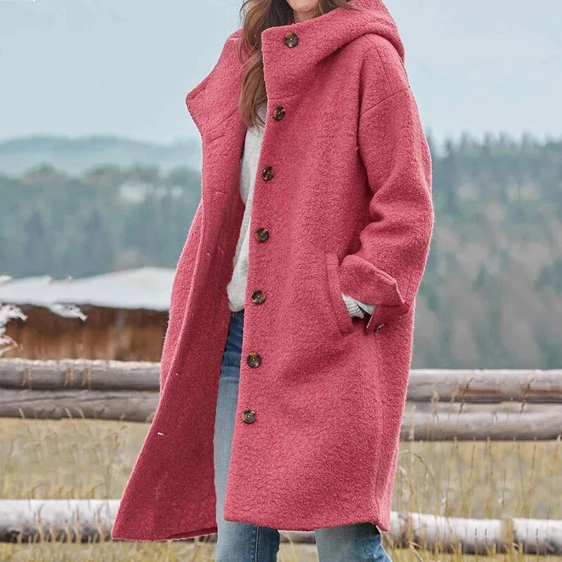 Winterjacke Damen Lang | Gefütterter Wintermantel Mit Knöpfen - Image 5