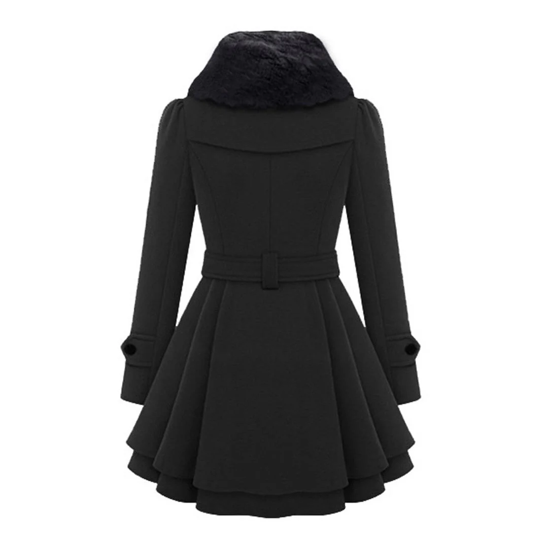 Winterjacke Damen Lang Mit Gürtel und Kapuze | Mit Knöpfen und Seitentaschen - Image 2