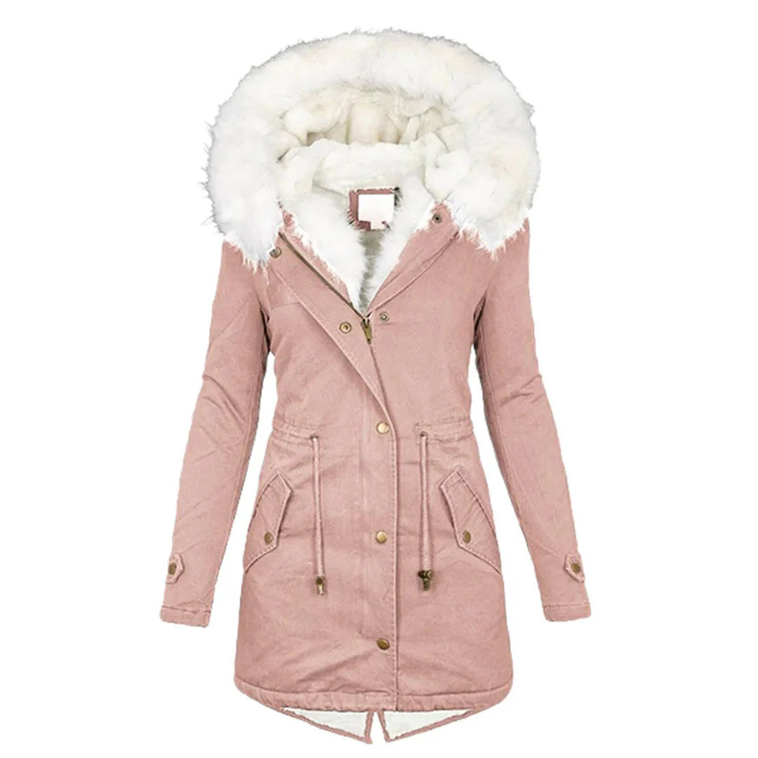 Winterjacke Damen Lang Mit Kapuze | Parka Mit Reißverschluss und Kordelzug - Image 5