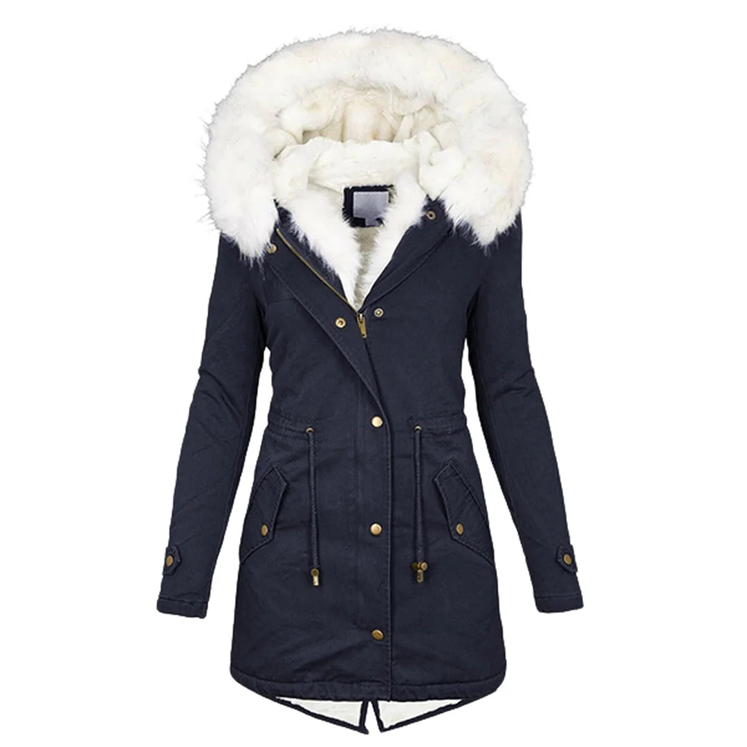 Winterjacke Damen Mit Kapuze | Lang Geschnitten Mit Taschen - Image 3