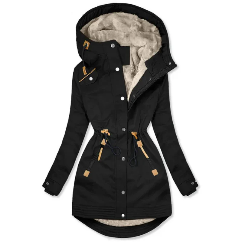 Winterjacke Damen Mit Kapuze | Parka Mit Reißverschluss und Kordelzug - Image 2