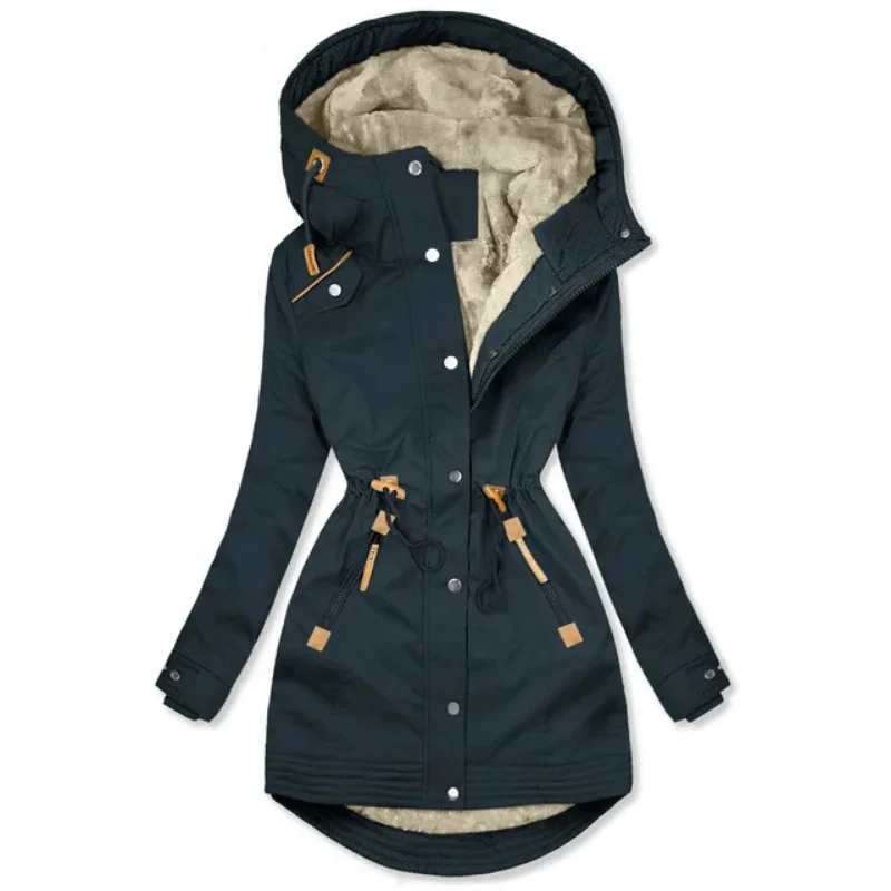 Winterjacke Damen Mit Kapuze | Parka Mit Reißverschluss und Kordelzug - Image 3