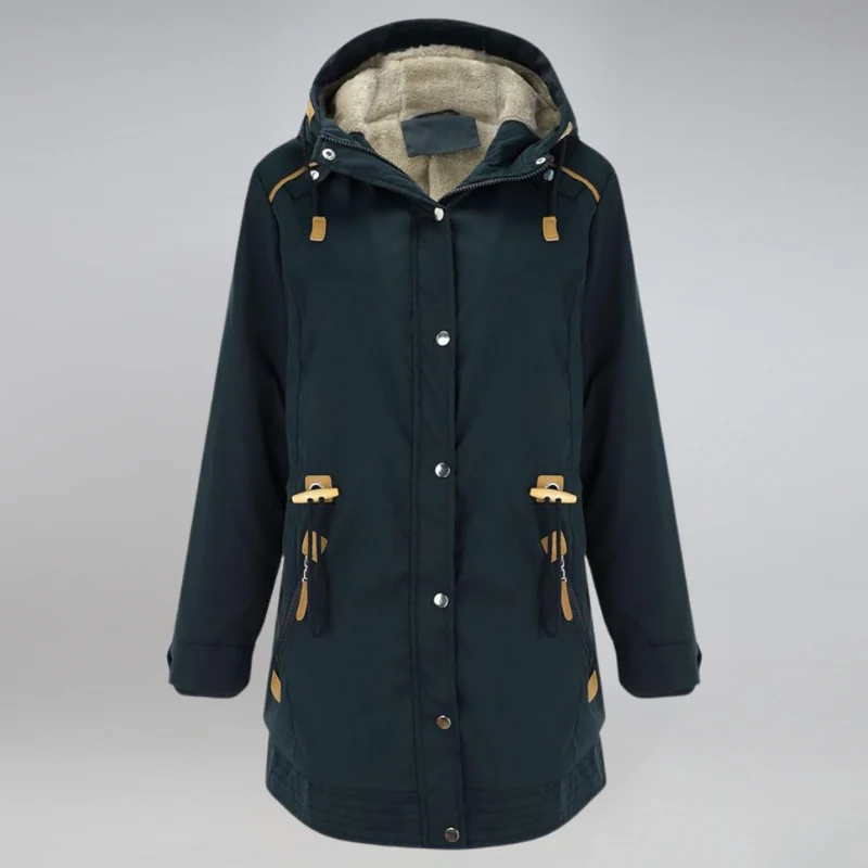 Winterjacke Damen Mit Kapuze | Parka Mit Reißverschluss und Kordelzug - Image 6