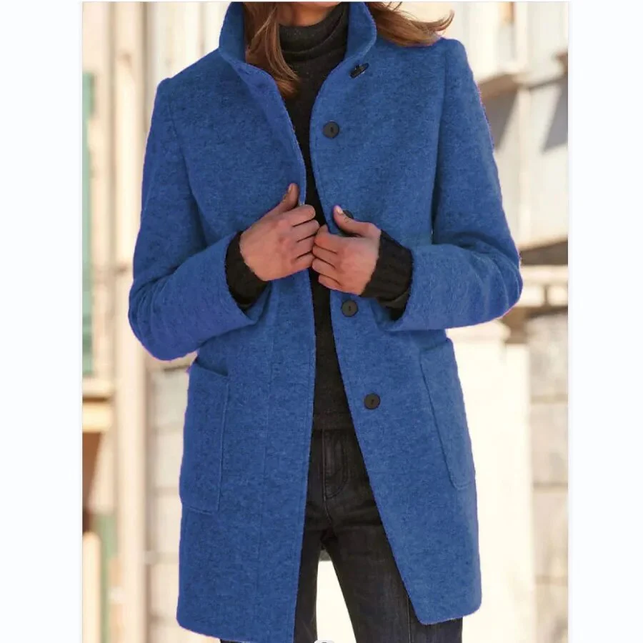 Winterjacke Damen Wintermantel | Lang Mit Knöpfen und Taschen - Image 2