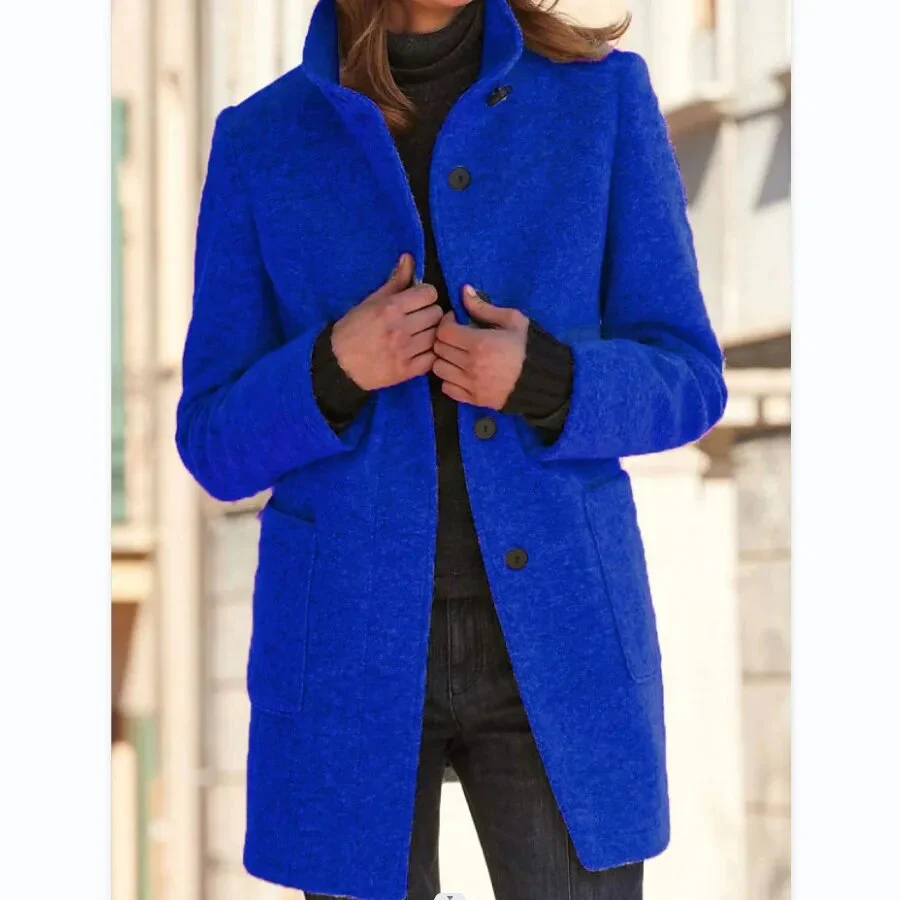 Winterjacke Damen Wintermantel | Lang Mit Knöpfen und Taschen - Image 3