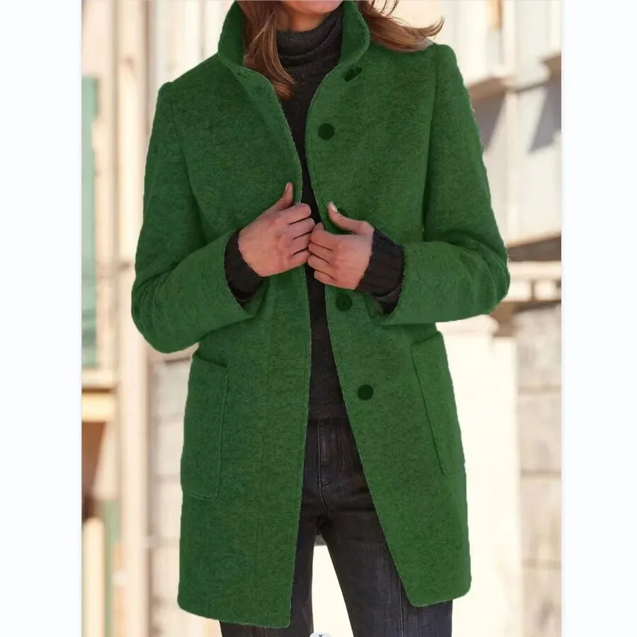 Winterjacke Damen Wintermantel | Lang Mit Knöpfen und Taschen - Image 5