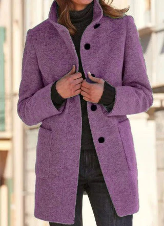 Winterjacke Damen Wintermantel | Lang Mit Knöpfen und Taschen - Image 6