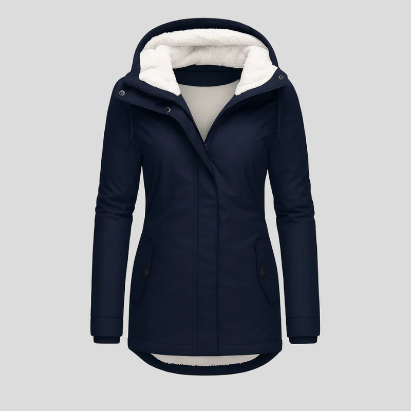 Winterjacke für Damen mit Kapuze und kuscheligem Futter – lange Ärmel - Image 3