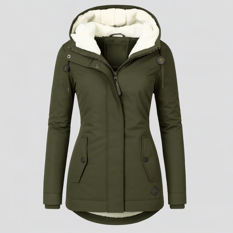 Winterjacke für Damen mit Kapuze und kuscheligem Futter – lange Ärmel - Image 5
