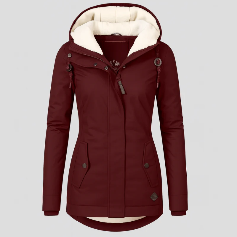 Winterjacke für Damen mit Kapuze und kuscheligem Futter – lange Ärmel - Image 6