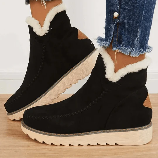 Winterschuhe Damen | Knöchelhoch mit Mittlerer Sohle und Fellbesatz - Image 3