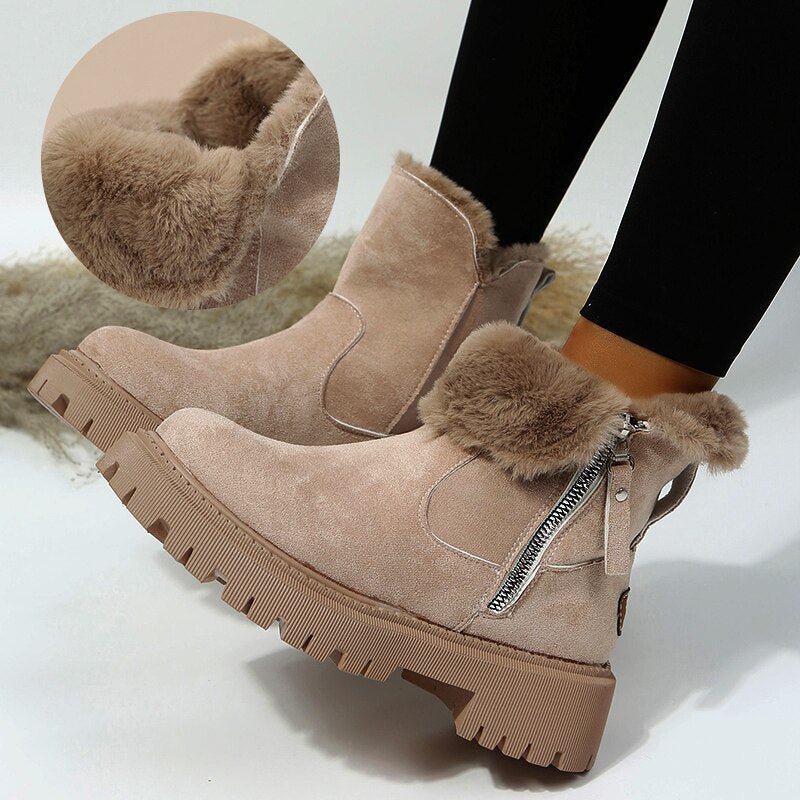 Winterschuhe Damen | Knöchelhoch mit Umgeschlagenem Fellrand - Image 4