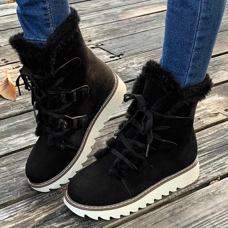 Winterschuhe Damen | Mit Schnürung Und Plateausohle Stiefel - Image 5