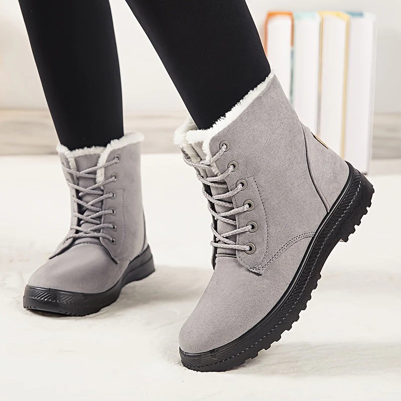 Winterschuhe Damen | Schnürung Flache Sohle Stiefel - Image 5