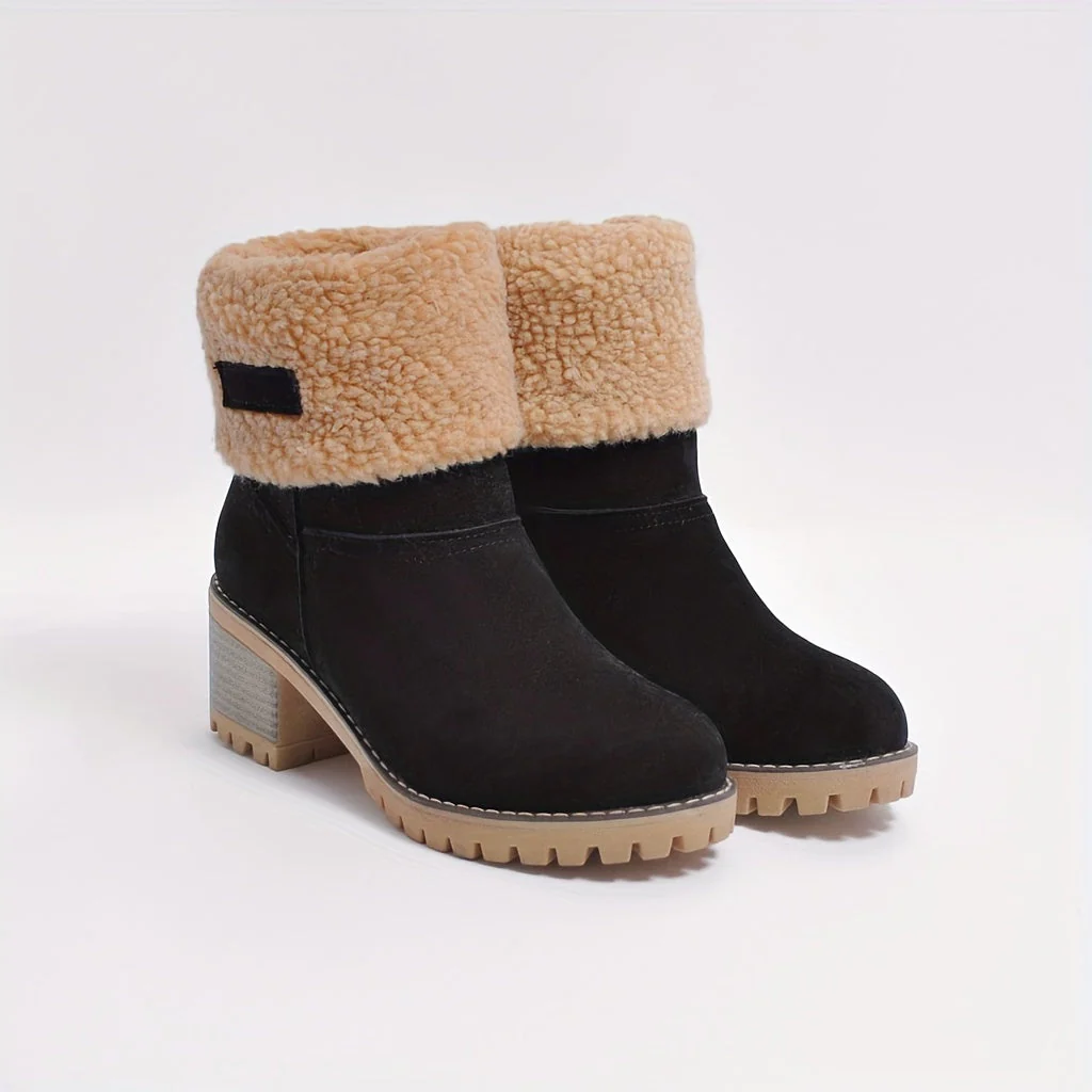 Winterschuhe Damen | Slip-On Stiefel Mit Blockabsatz - Image 2