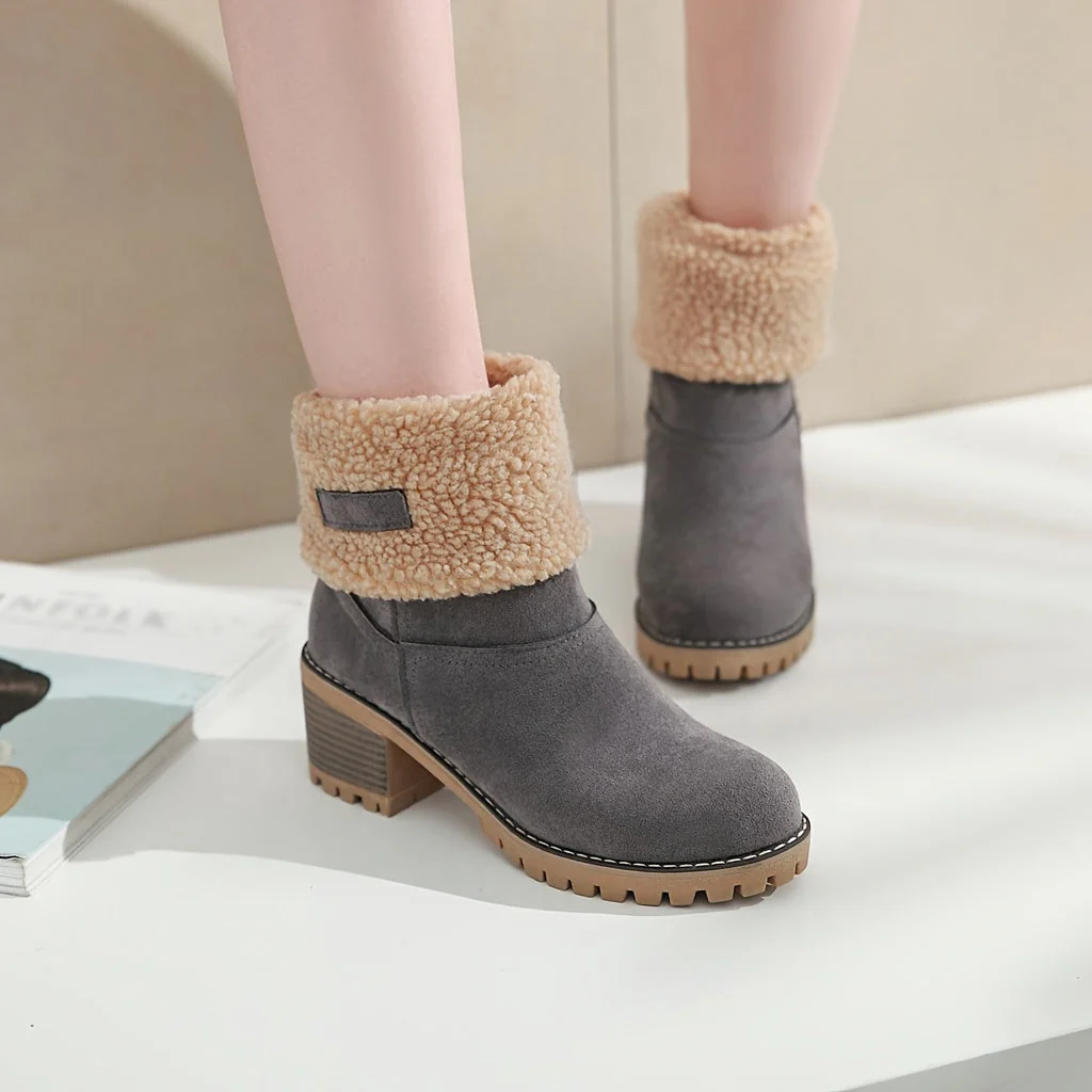 Winterschuhe Damen | Slip-On Stiefel Mit Blockabsatz - Image 4