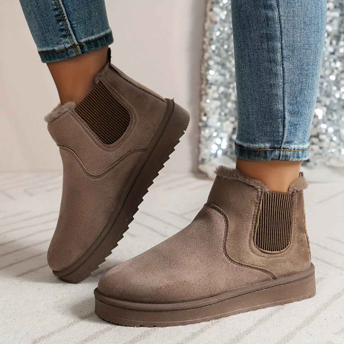 Winterschuhe Damen | Slip-On Stiefel Mit Elastischen Seitenteilen - Image 3