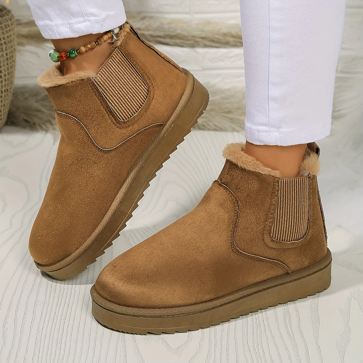 Winterschuhe Damen | Slip-On Stiefel Mit Elastischen Seitenteilen - Image 4