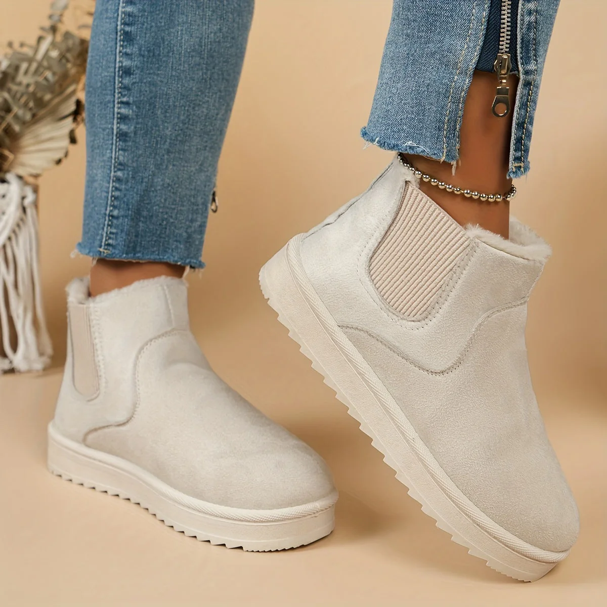 Winterschuhe Damen | Slip-On Stiefel Mit Elastischen Seitenteilen - Image 5