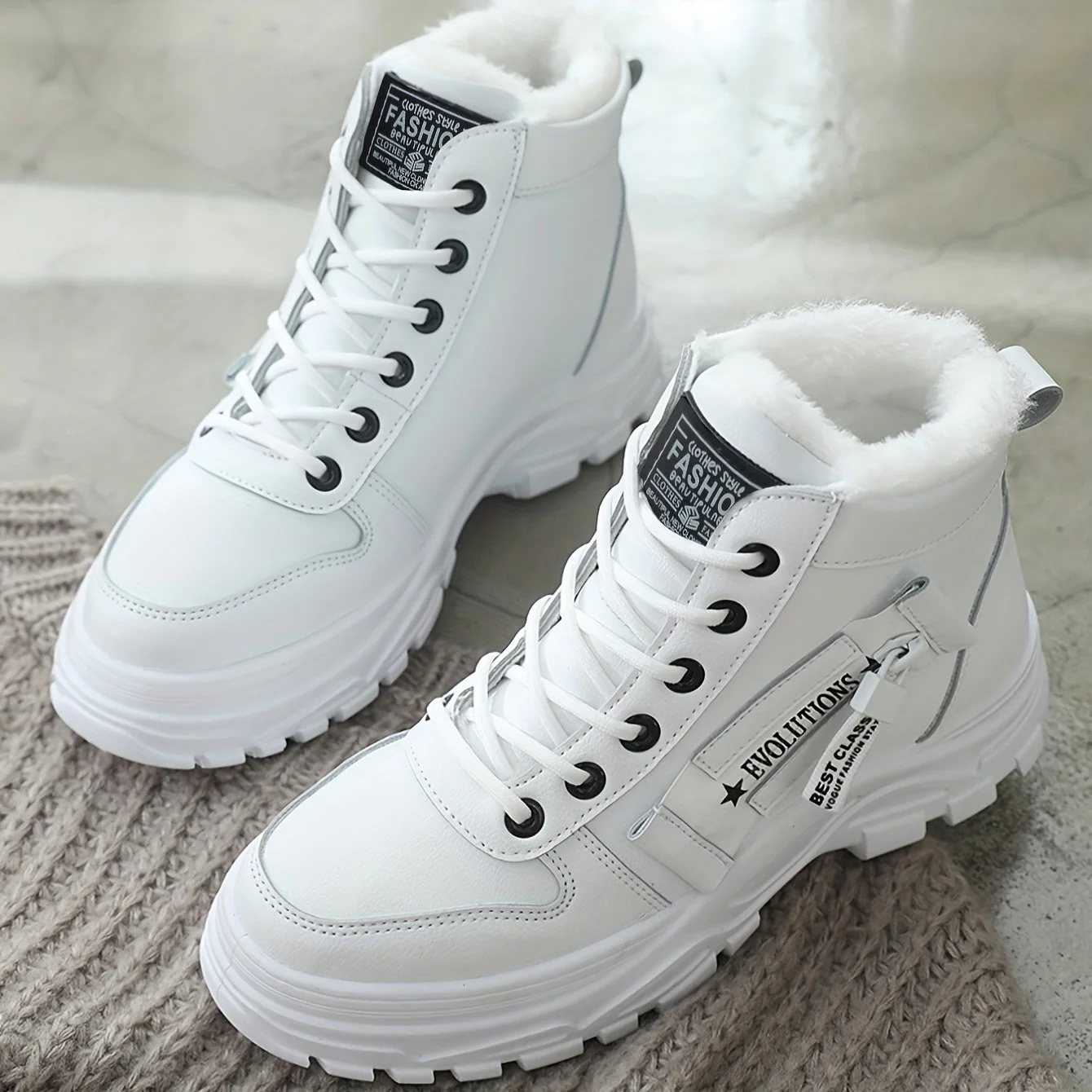 Winterschuhe Damen Stiefel | High-Top mit Lace-Up und Profilsohle - Image 5