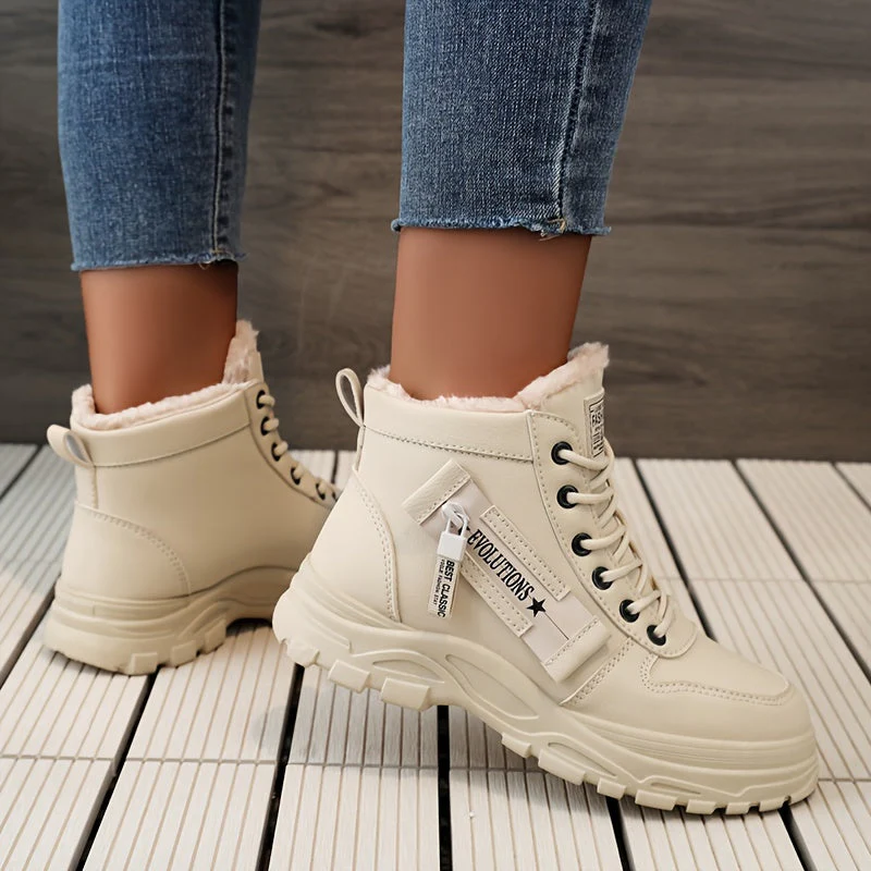 Winterschuhe Damen Stiefel | High-Top mit Lace-Up und Profilsohle - Image 7
