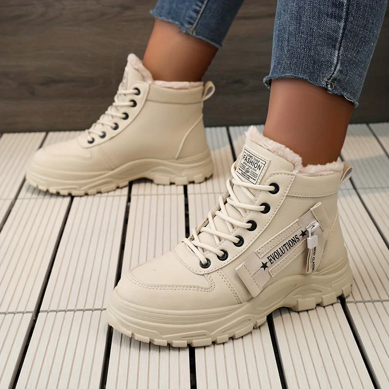 Winterschuhe Damen Stiefel | High-Top mit Lace-Up und Profilsohle - Image 8
