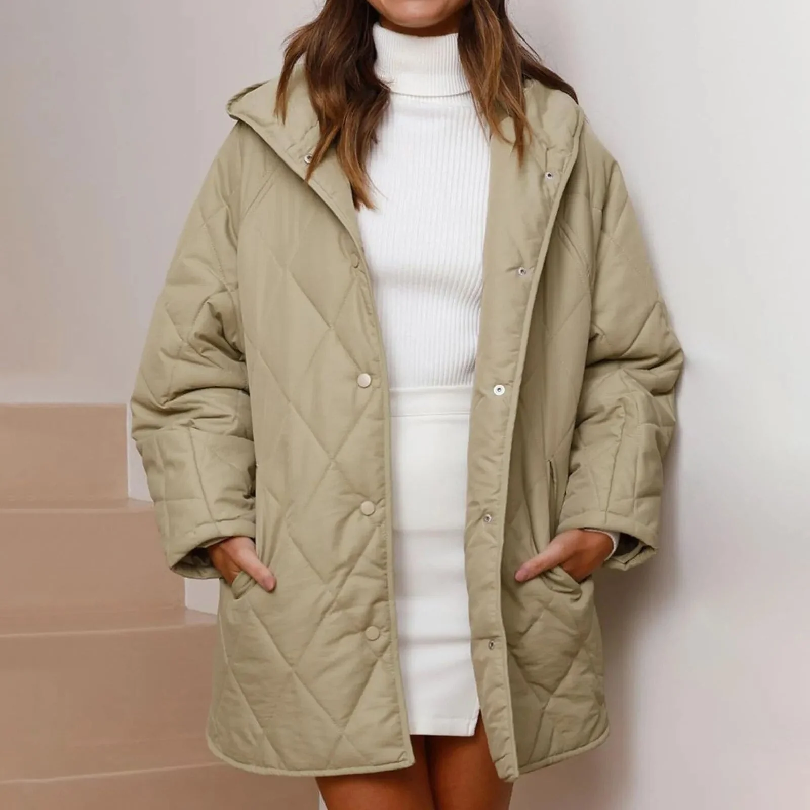 Women's Winter Diamond Steppjacke mit Kapuze - Image 5