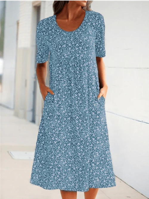 XANDRA - MIDI-KLEID MIT KURZEN ÄRMELN
