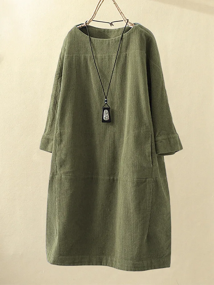 Xaviera | Zeitloses Soft Touch Damen Corduroy Kleid - Image 4